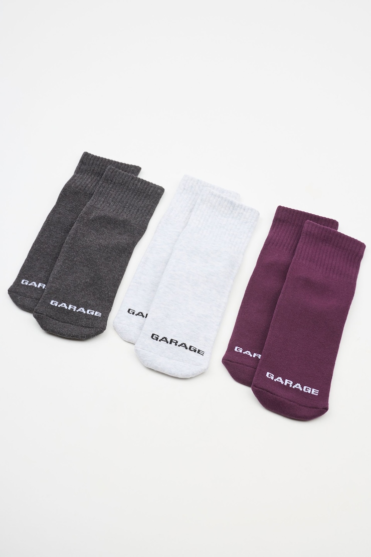 3 Pack Shorty Socks, Port Royal Burgundy/Grey Mix/Charcoal, large