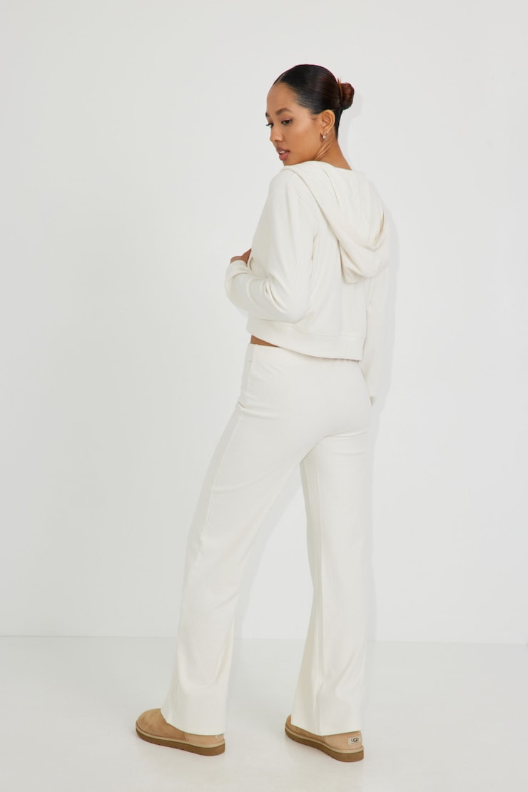 Flared Sleep Rib Pant, Tofu Off-White, large