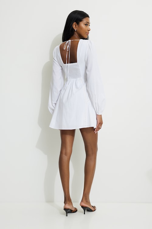 long floor length prom dress Falling For You Ruffle Off Shoulder Mini Dress ‍ ️Mermaid Way, White / L