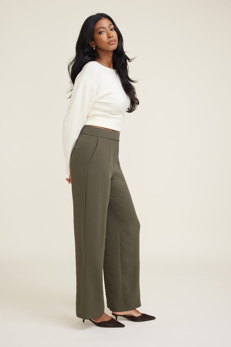 Yasmin Airflow Straight Leg Pants Tropical Moss Khaki large