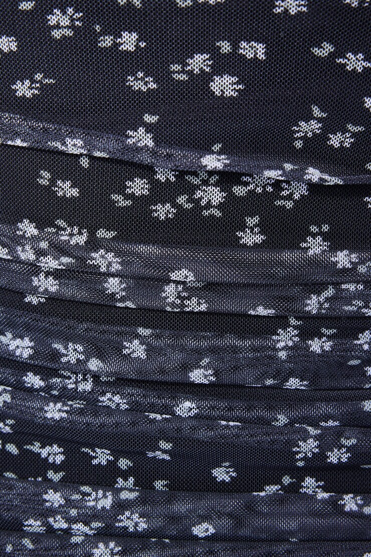 Rachel Ruched Mini Dress, Black Airy Daisy, large