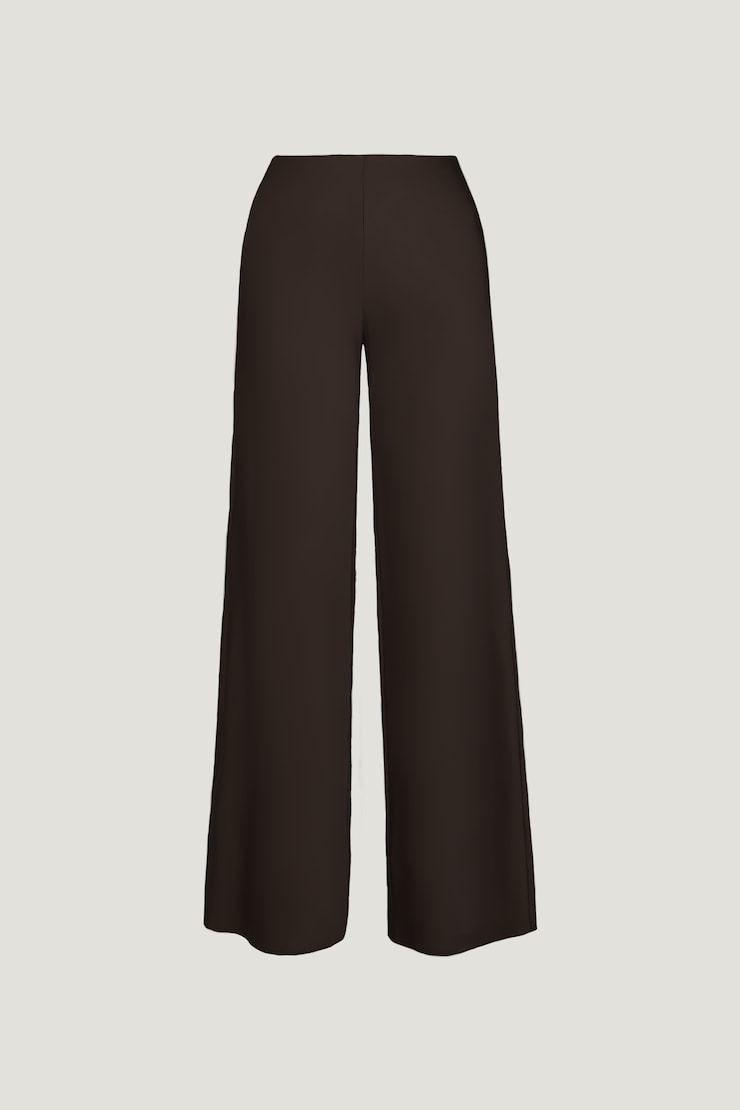 Izzy Wide Leg Satin Pants Java Brown large