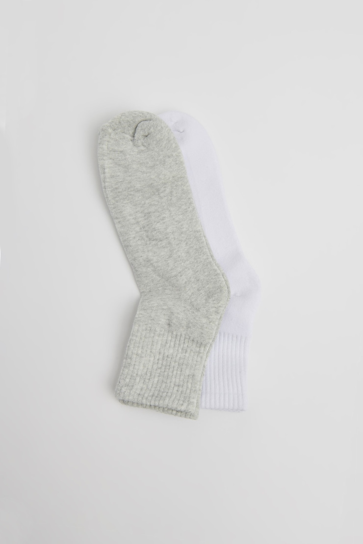 2-Pack 4" Ankle Socks White & Grey large