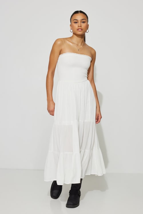 sachin and babi light blue dress Drop Waist Smocked Tube Dress White