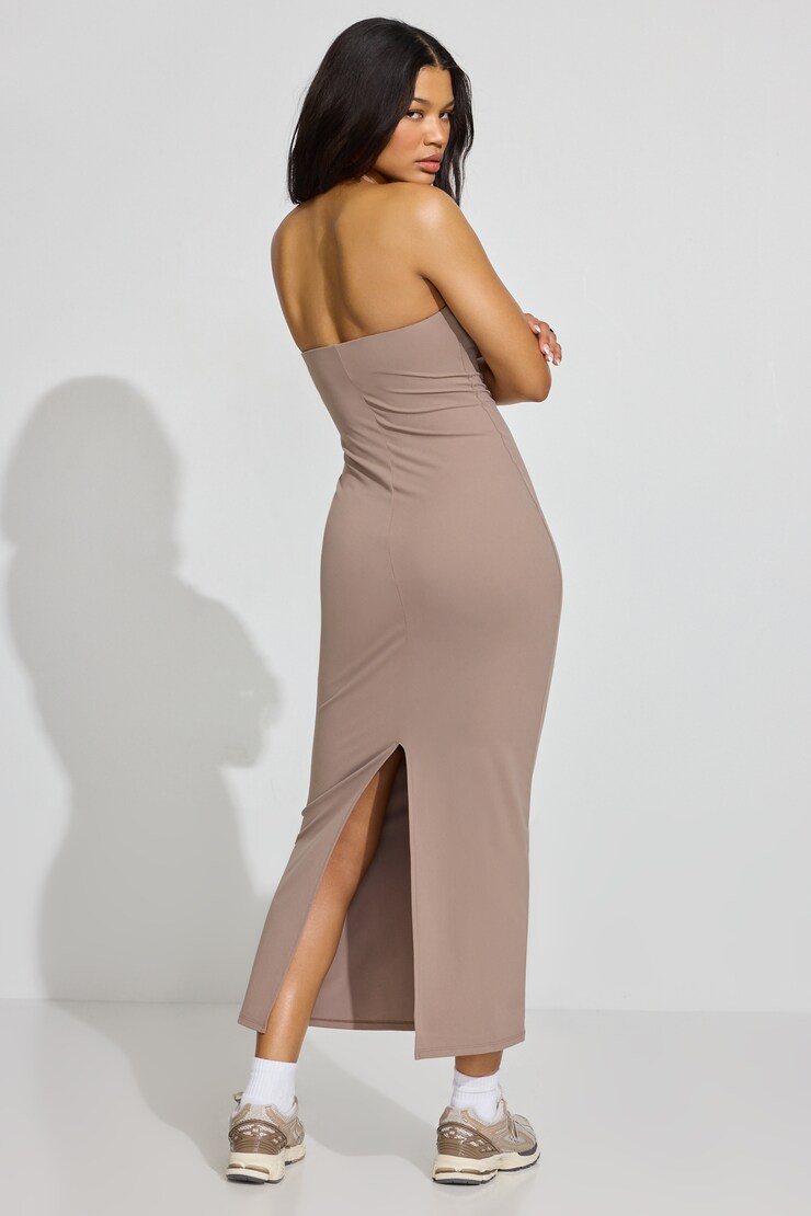 Sleek Maxi Tube Dress, Toasted  Taupe, large