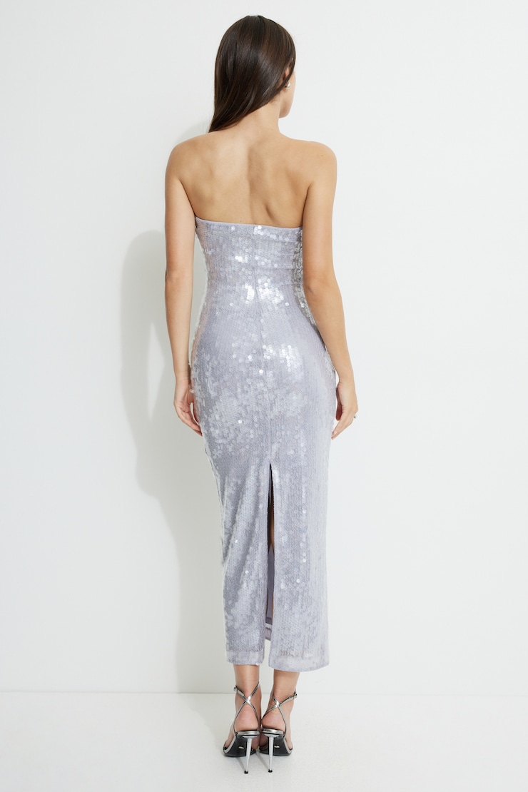 Sequin Tube Maxi Dress Clear Sequins large