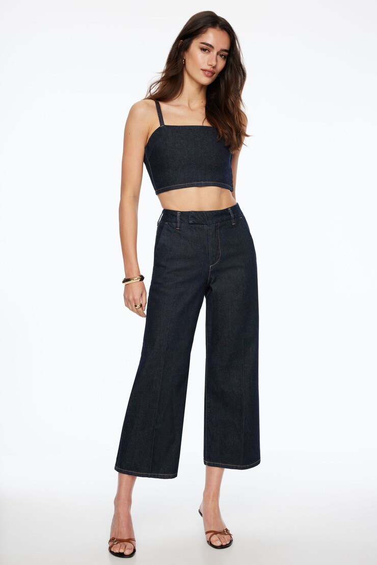 Boxy Denim Crop Top Indigo/Dark large
