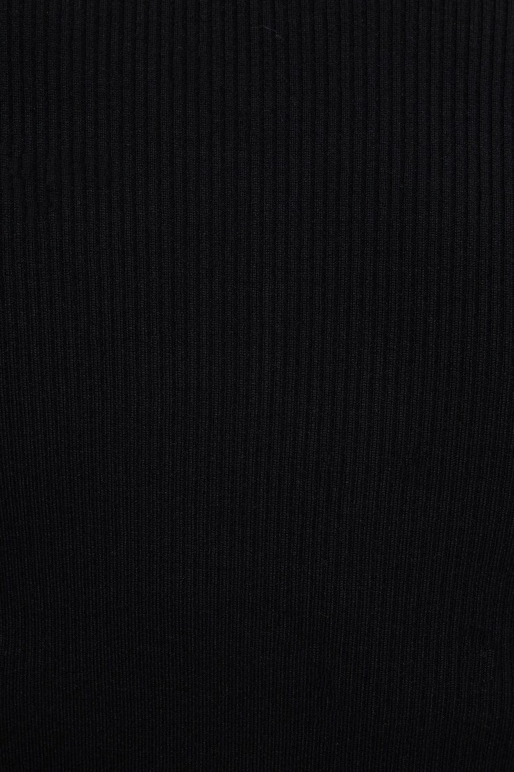 Ribbed Quarter Sleeve Polo Sweater Jet Black large