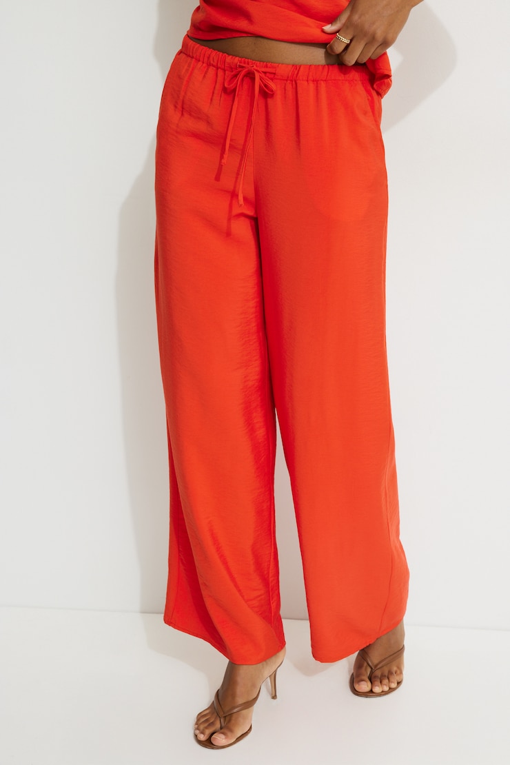Wide Leg Drawstring Pants Fiery Red large