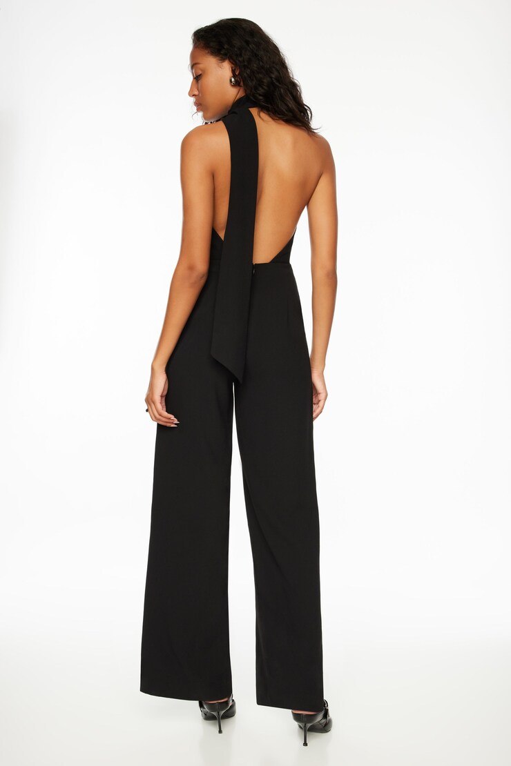Halter Asymmetric Jumpsuit Jet Black large