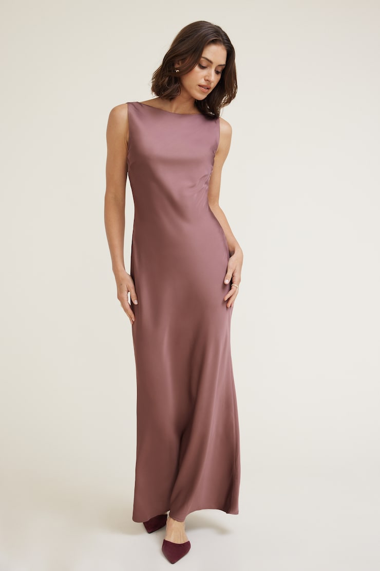 Nora Satin Maxi Slip Dress Rose Taupe large