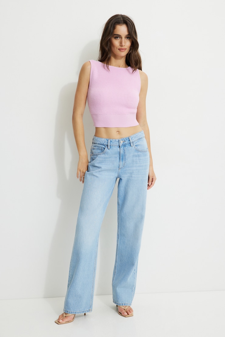 Low Back Rib Knit Tank Top