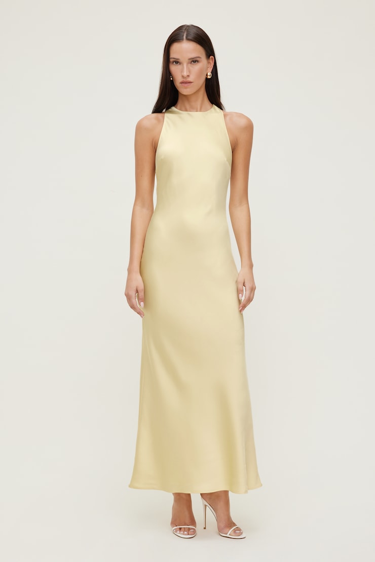 Twist Back Satin Maxi Dress