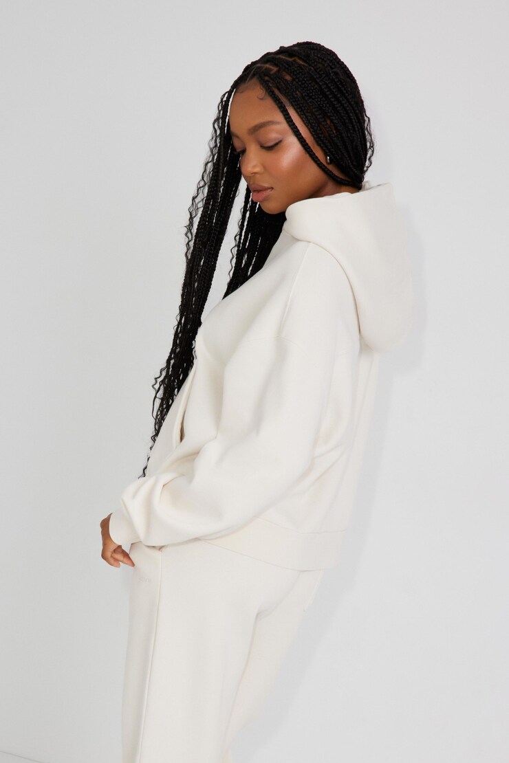 Elevated Boxy Hoodie, Tofu Beige, large