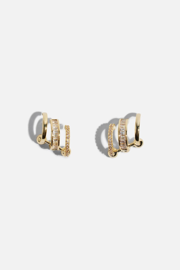 Mini Baguette Ear Crawler Earrings Gold large