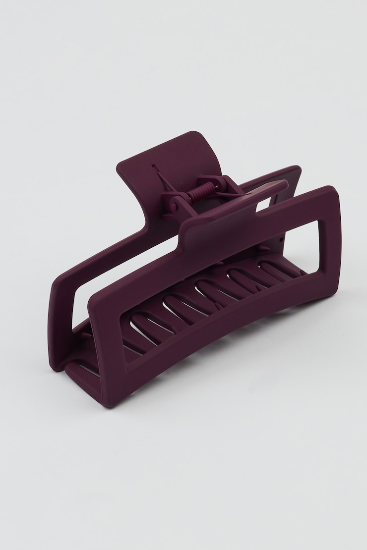 Oversized Rectangle Claw Clip, Fig Fantasy Maroon, large