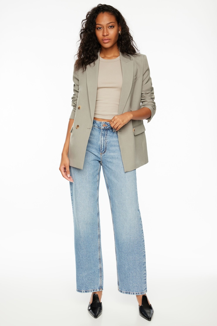 Eversleek | Anya Oversized Boyfriend Blazer Rainstorm Gray  large