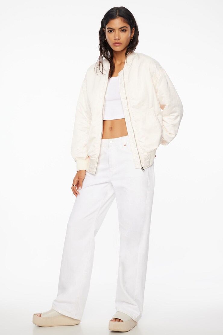Satin Bomber Jacket Sea Salt Beige large