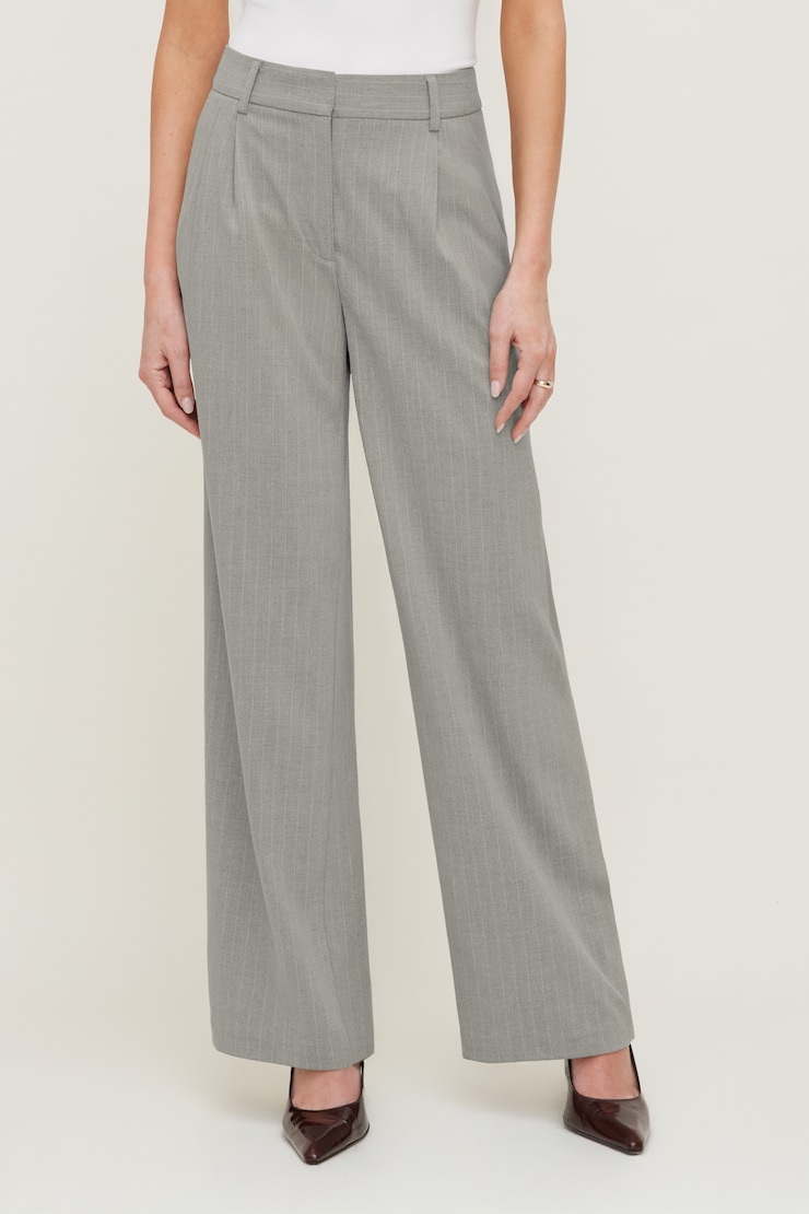 Alex Pinstripe Wide Leg Pants Grey Pinstripe large