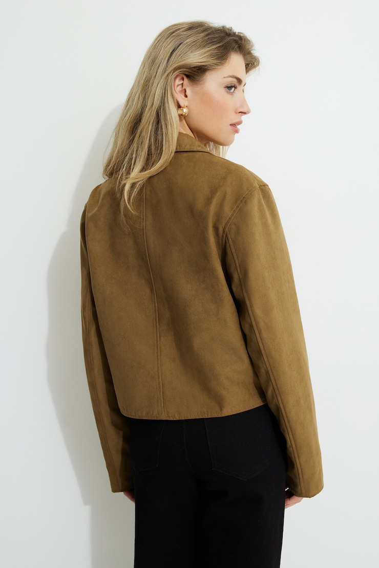 Cropped Faux Suede Jacket Otter Brown large
