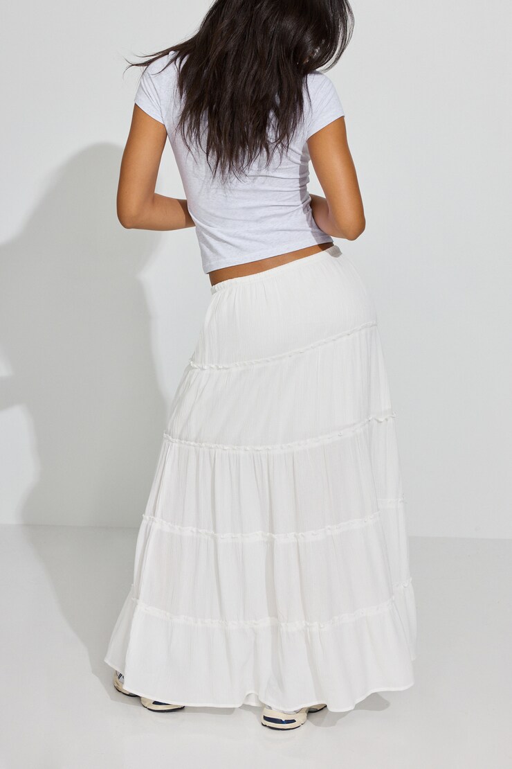 Tiered Maxi Skirt, Snow White, large