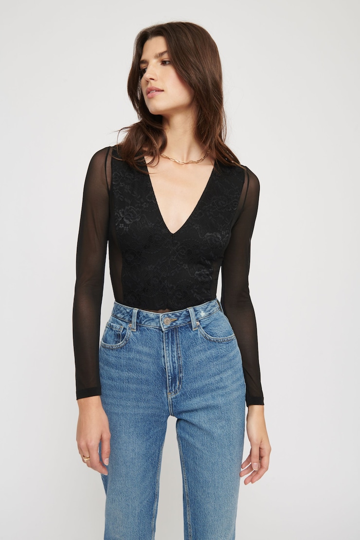 Mesh Long Sleeve Bodysuit
