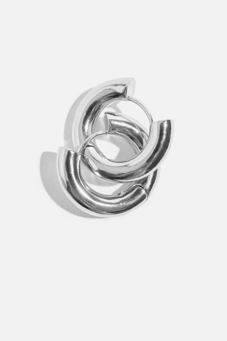 Seamless Mini Hoop Earrings Silver large