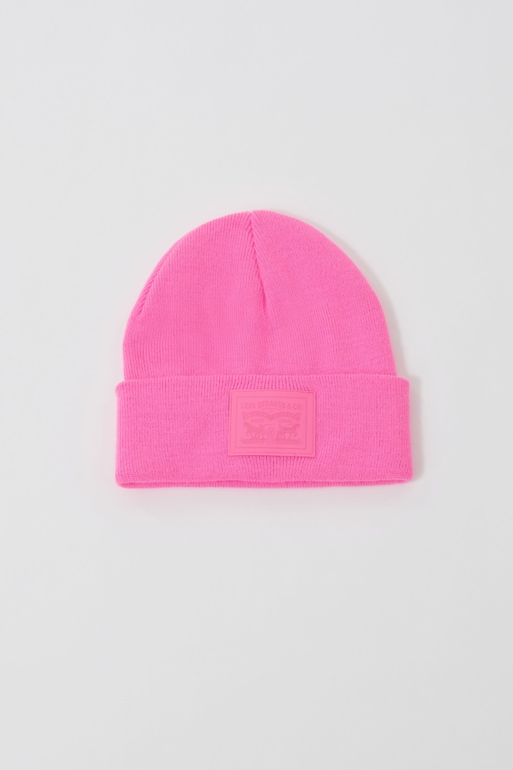 LEVI'S Two Horse Logo Beanie Hat, Neon Pink, large