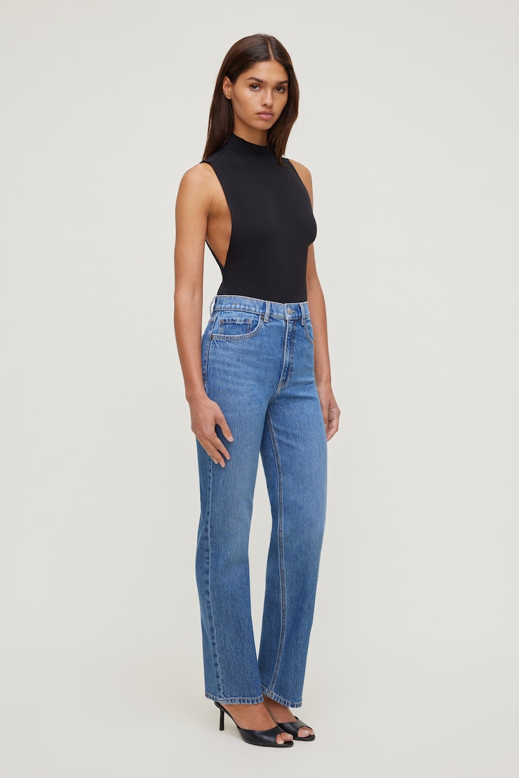 Olivia Zip Fly High Rise Straight Leg Jeans Medium Indigo / Aspen Blue large