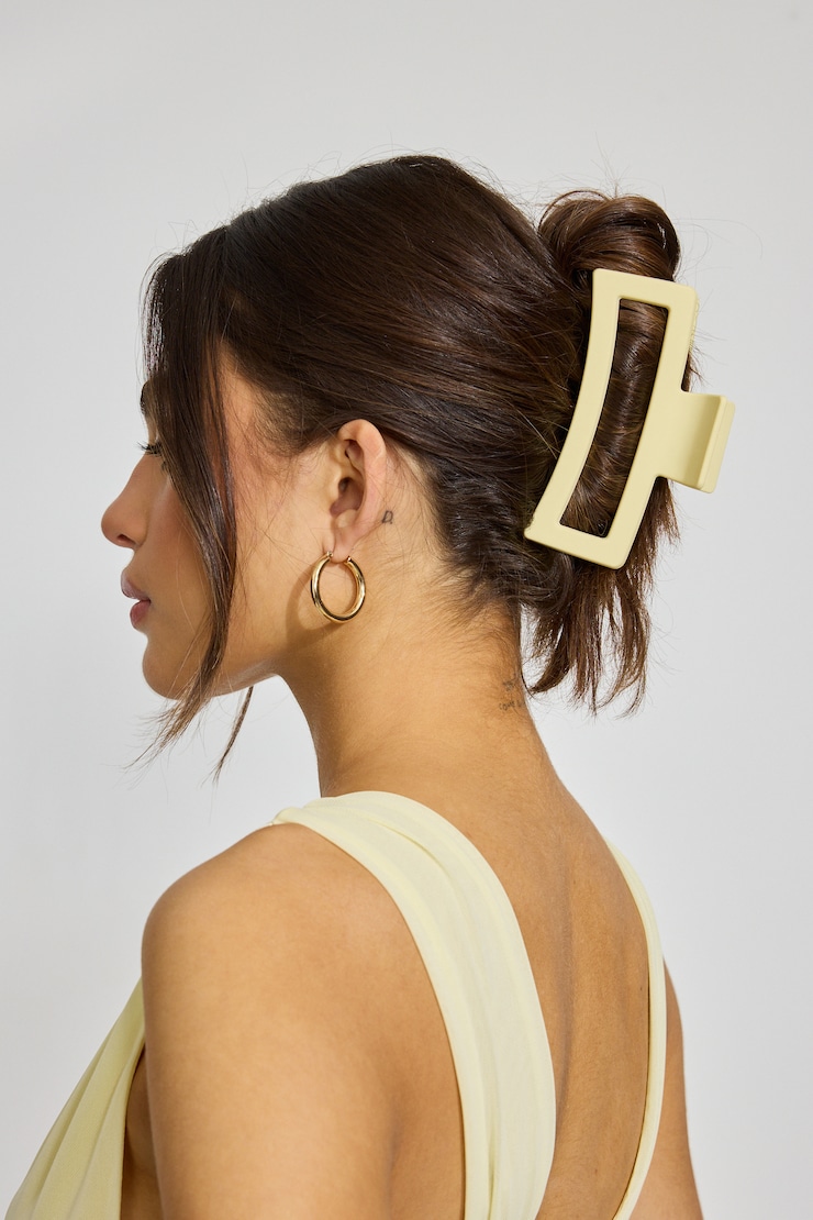 Oversized Rectangle Claw Clip, Anise Flower Yellow, large