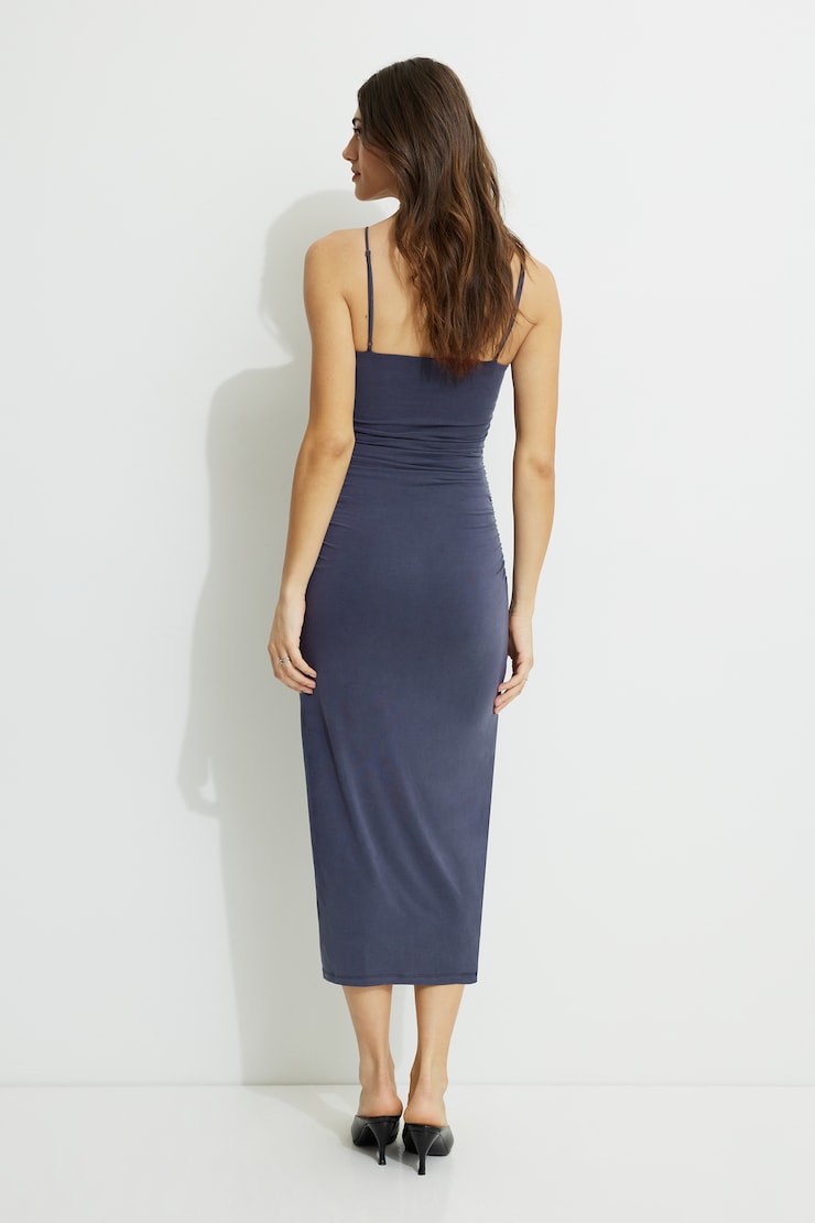 Ines Ruched Jersey Maxi Dress India Ink large