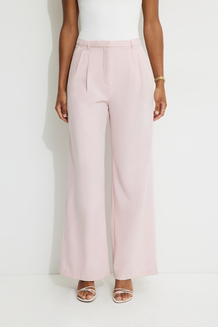 Pleated Wide Leg Pants Pale Lilac Pink large