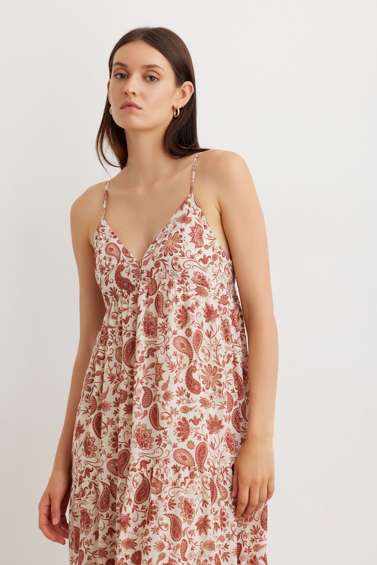 Chiffon Maxi Tiered Dress Floral Paisley large