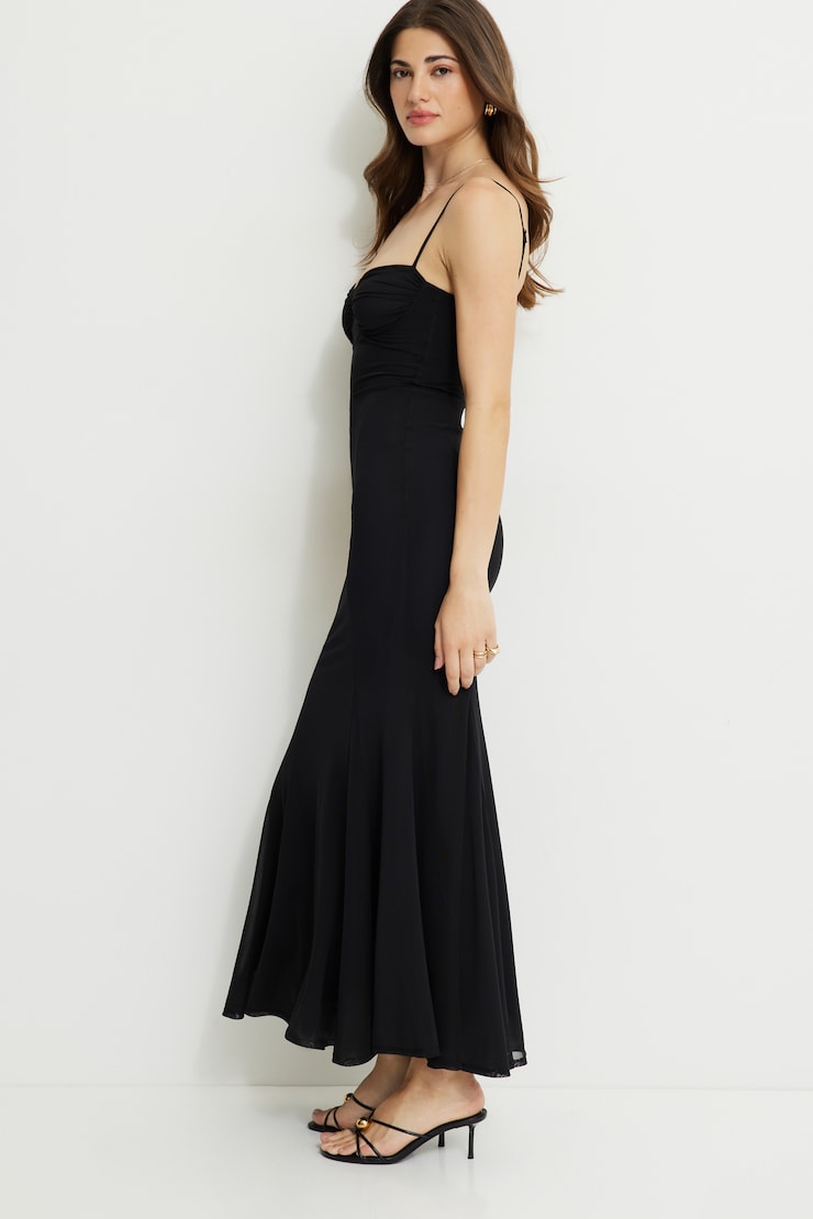 Monet Mesh Maxi Dress Jet Black Mesh large