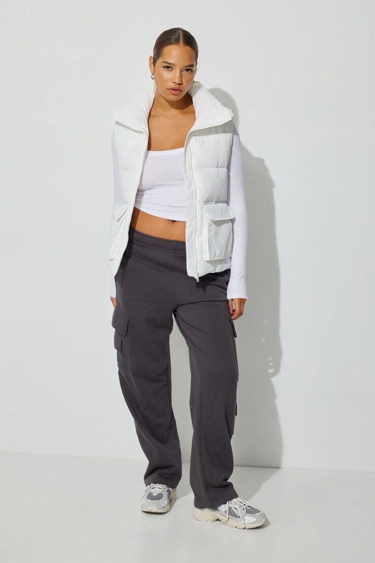 Long Puffer Vest, Snow White, large
