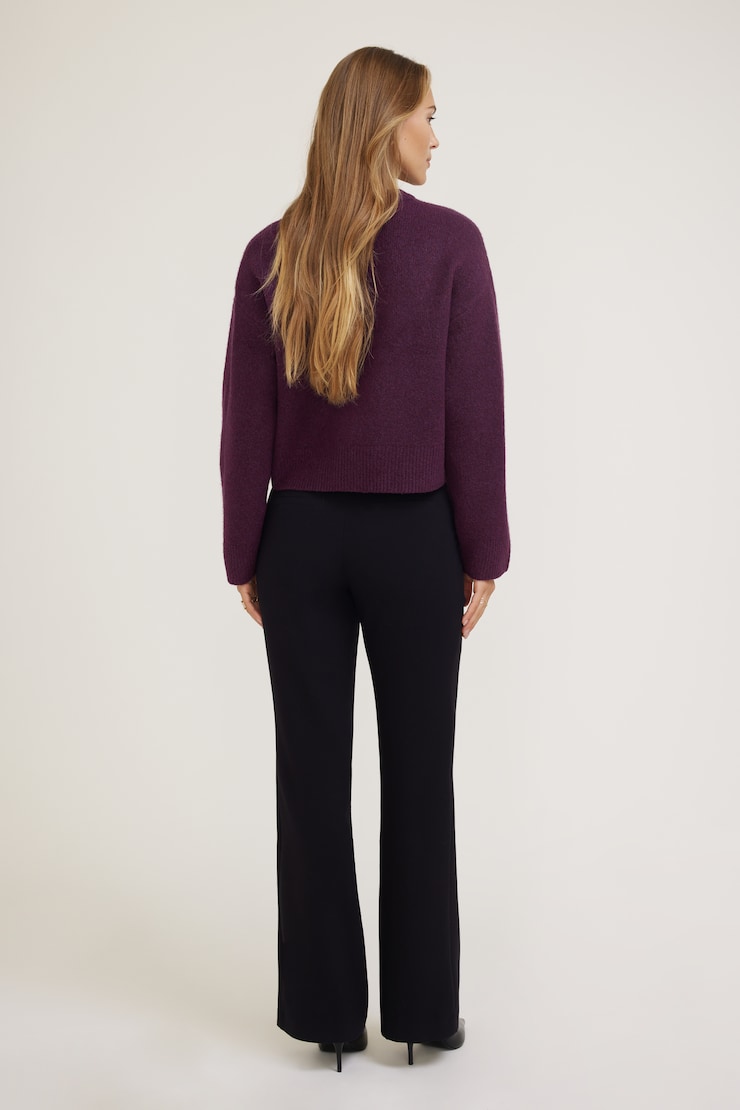 Jane Boxy Crewneck Sweater Deepest Plum Purple large
