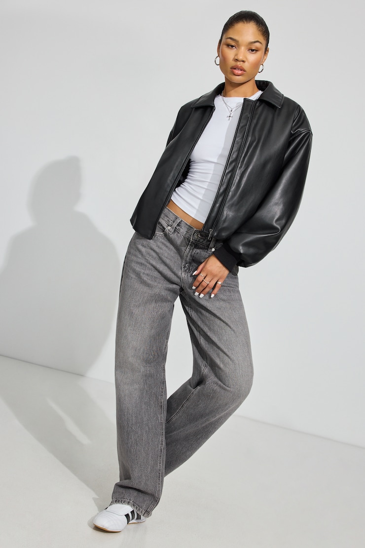 Low Rise Baggy Jeans, Ash Grey, large