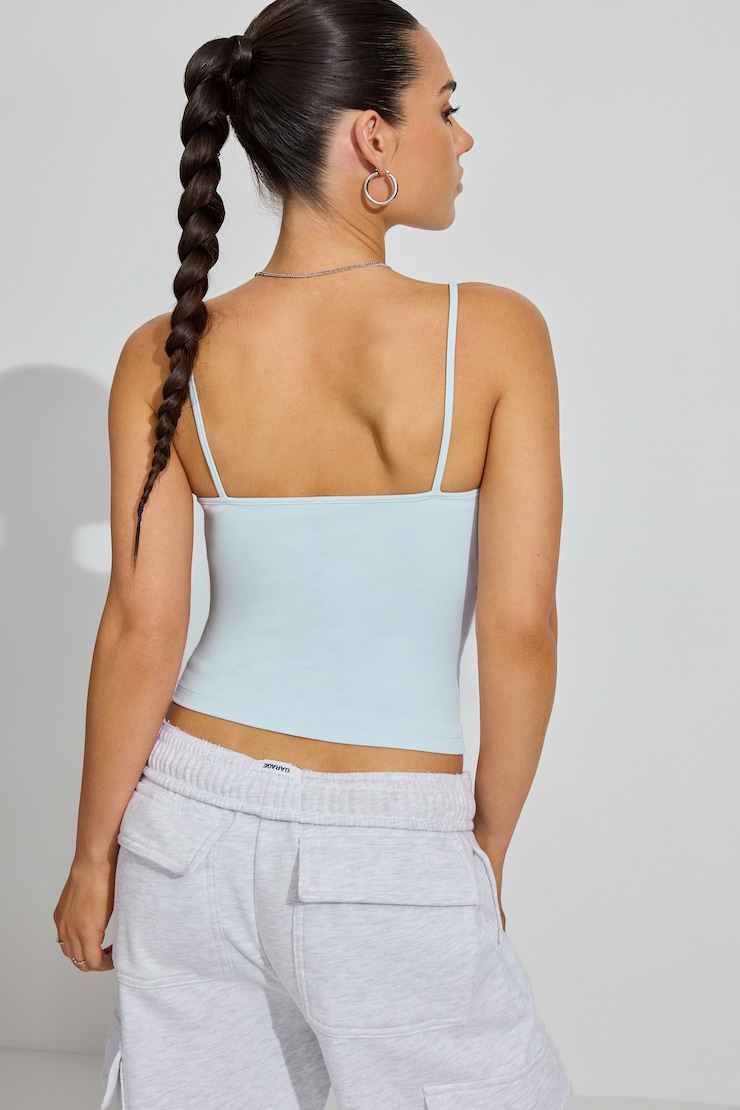 Sleek V-Neck Cami Top, Soft Blue, large