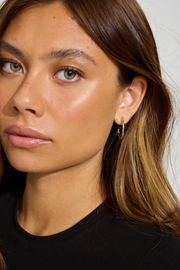 Set of 3 Textured Open Hoop Earrings