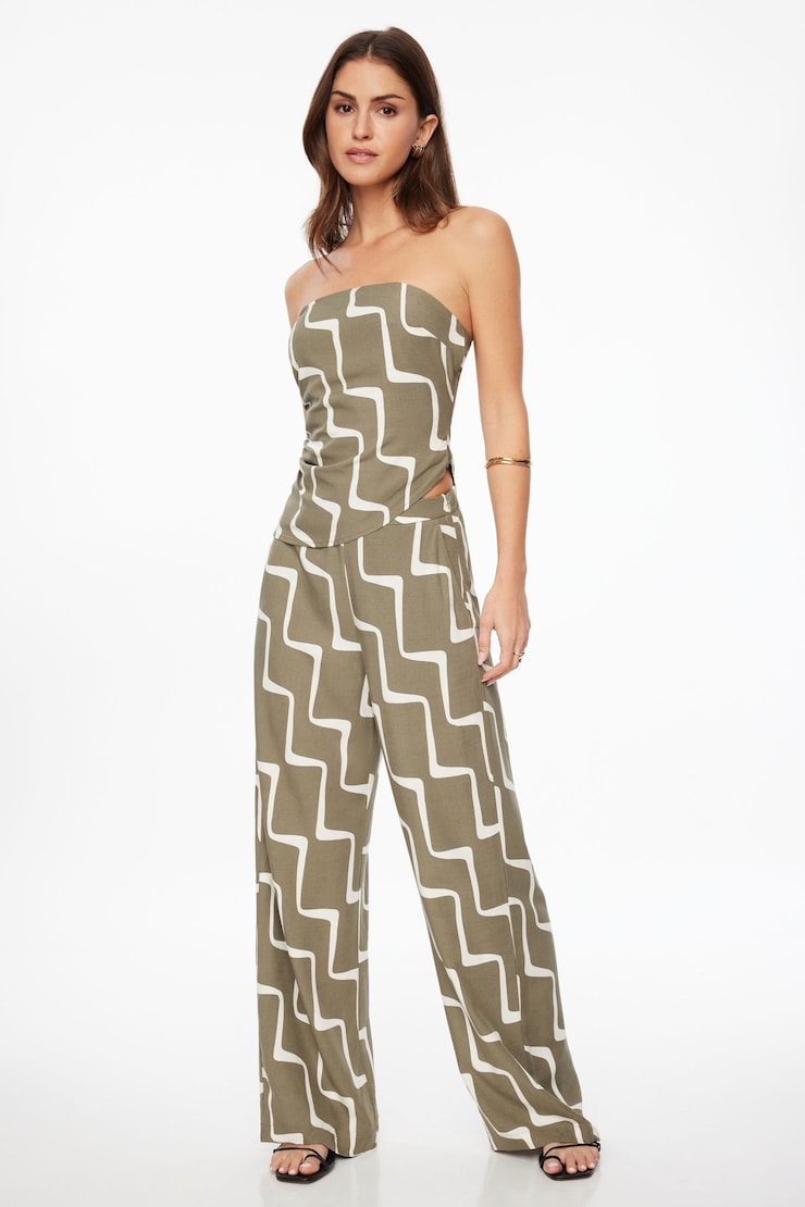 Flo Wide Leg Linen Pants Khaki Wave large