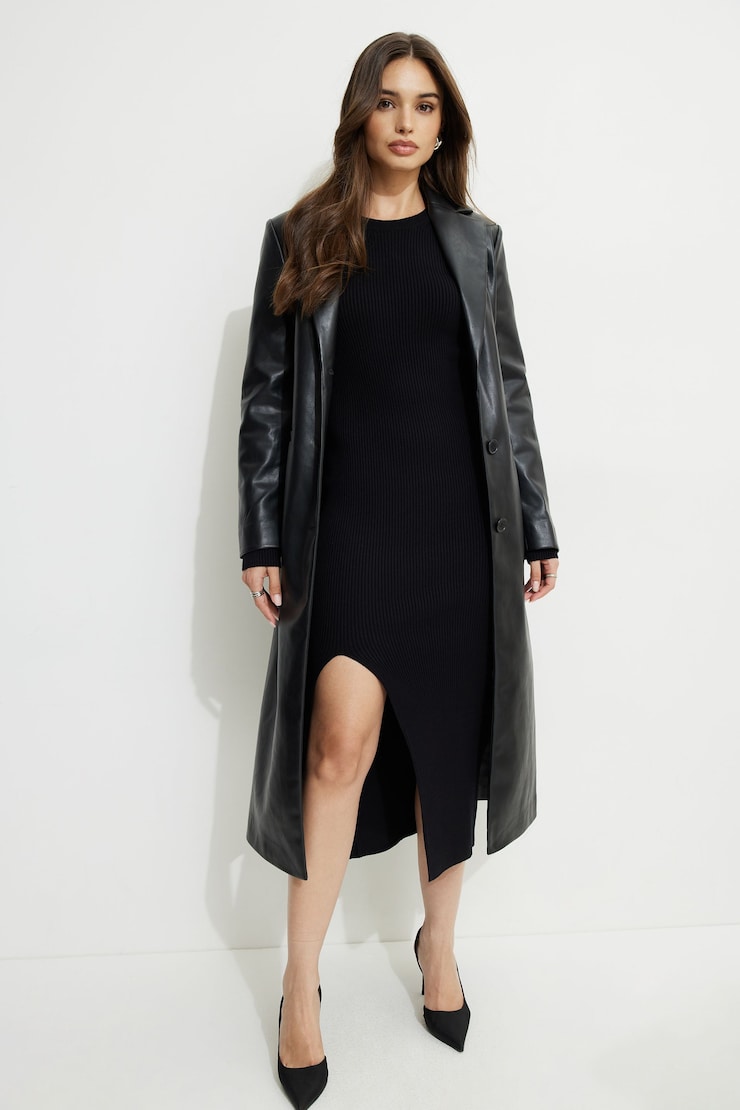 Slit Midi Sweater Dress Jet Black large