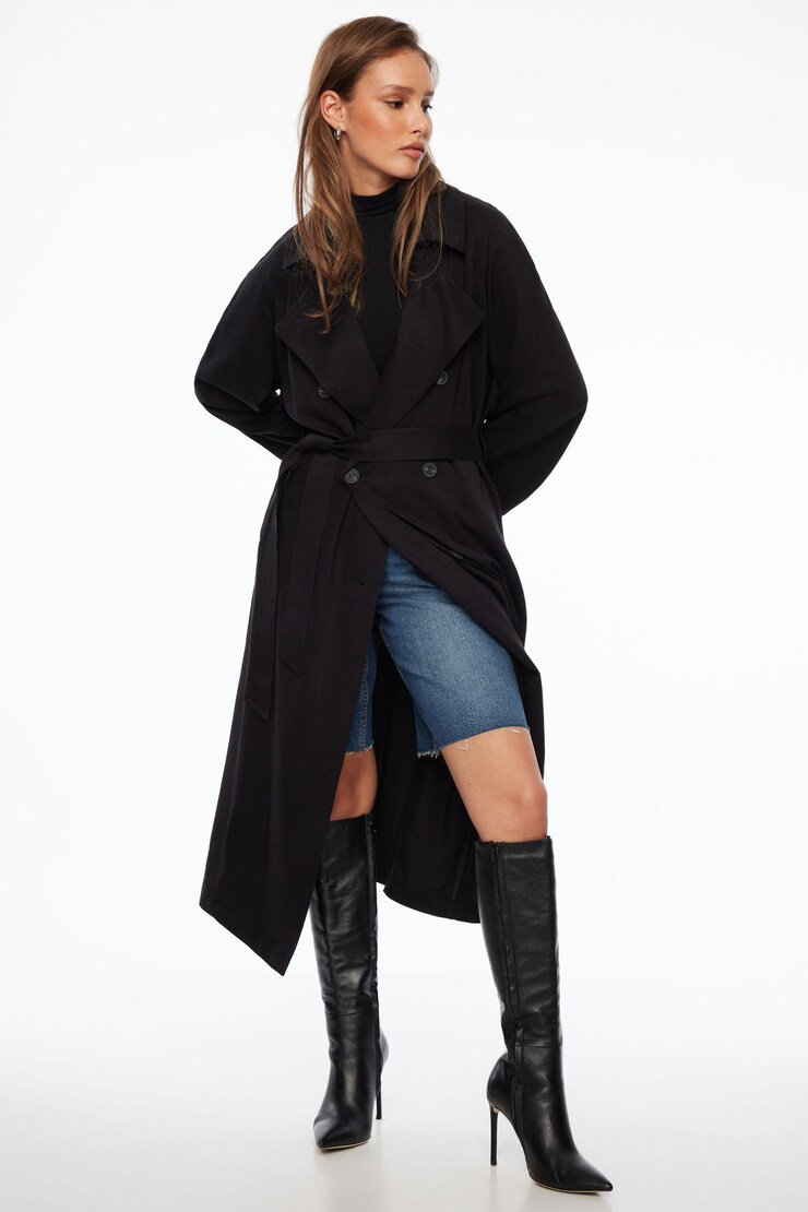 Maxi Trench Jacket Jet Black large