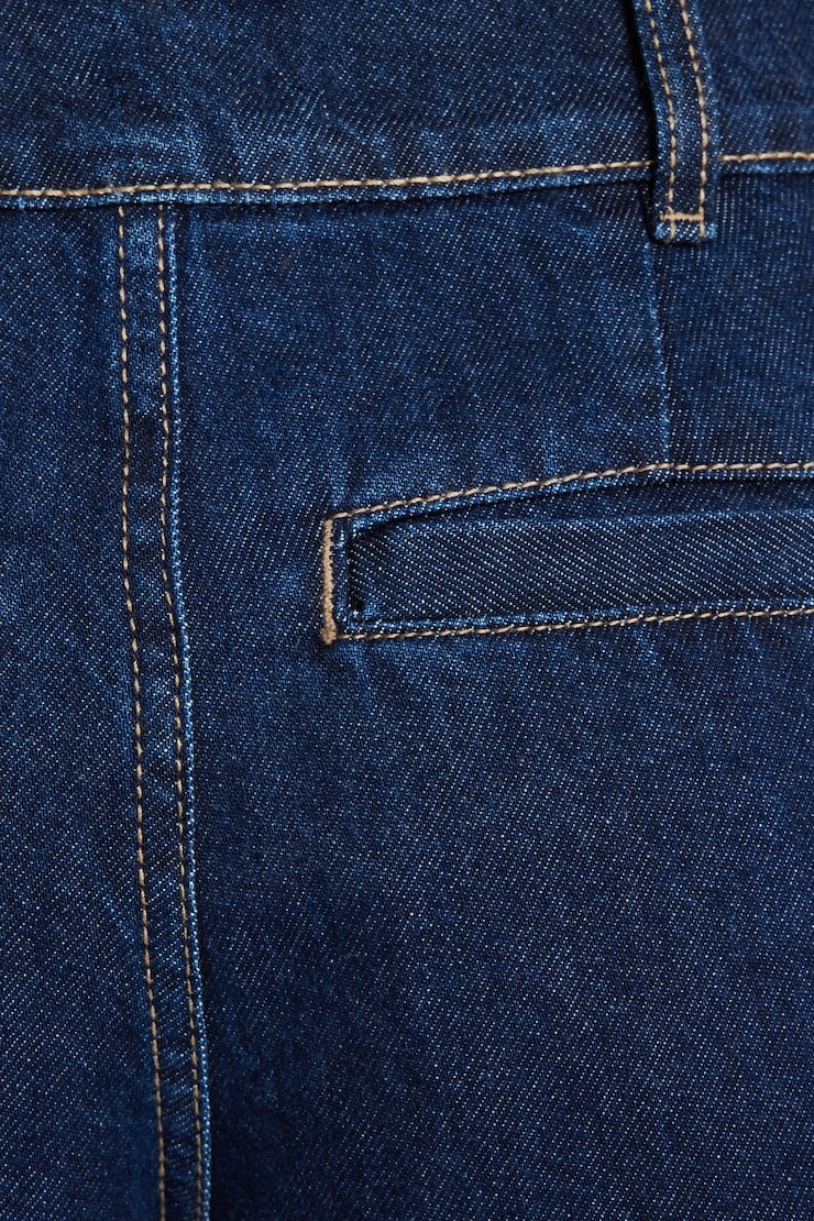 Heidi Pleated Wide Leg Jeans Dark Indigo Blue / Pagosa large