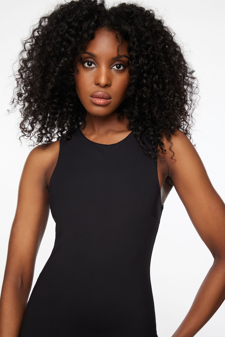 Robe midi sculptante Sabina Noir encre large