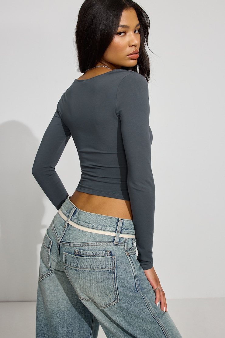 Addison Square Neck Top, Odyssey Grey, large