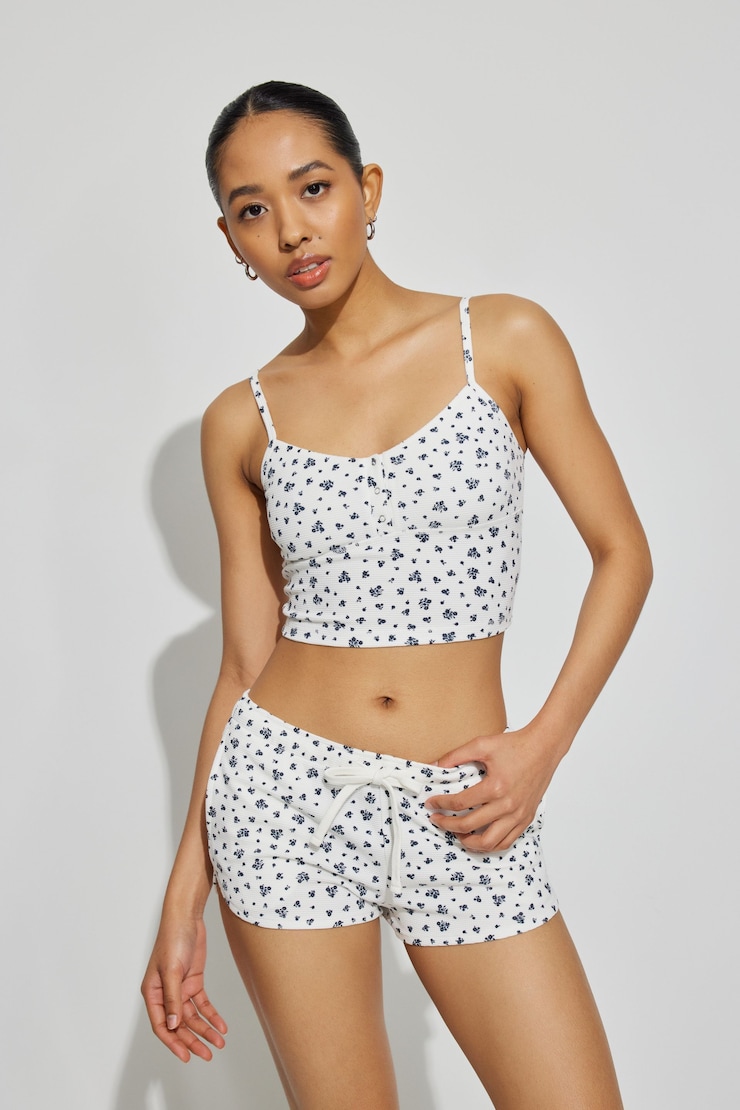Waffle Short, Black Ditsy Print, large