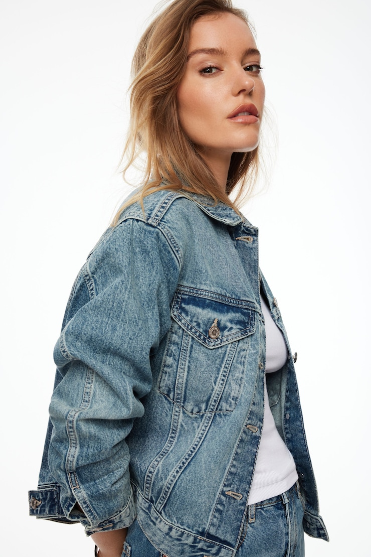 Buttoned Denim Jacket Indigo/Medium Dark large