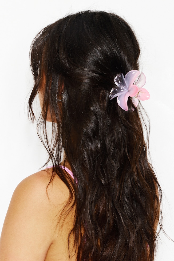 Flower Hair Claw, Pop It Pink/Clear, large