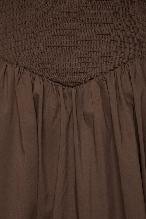 Smocked Poplin Maxi Dress Brown | Dynamite