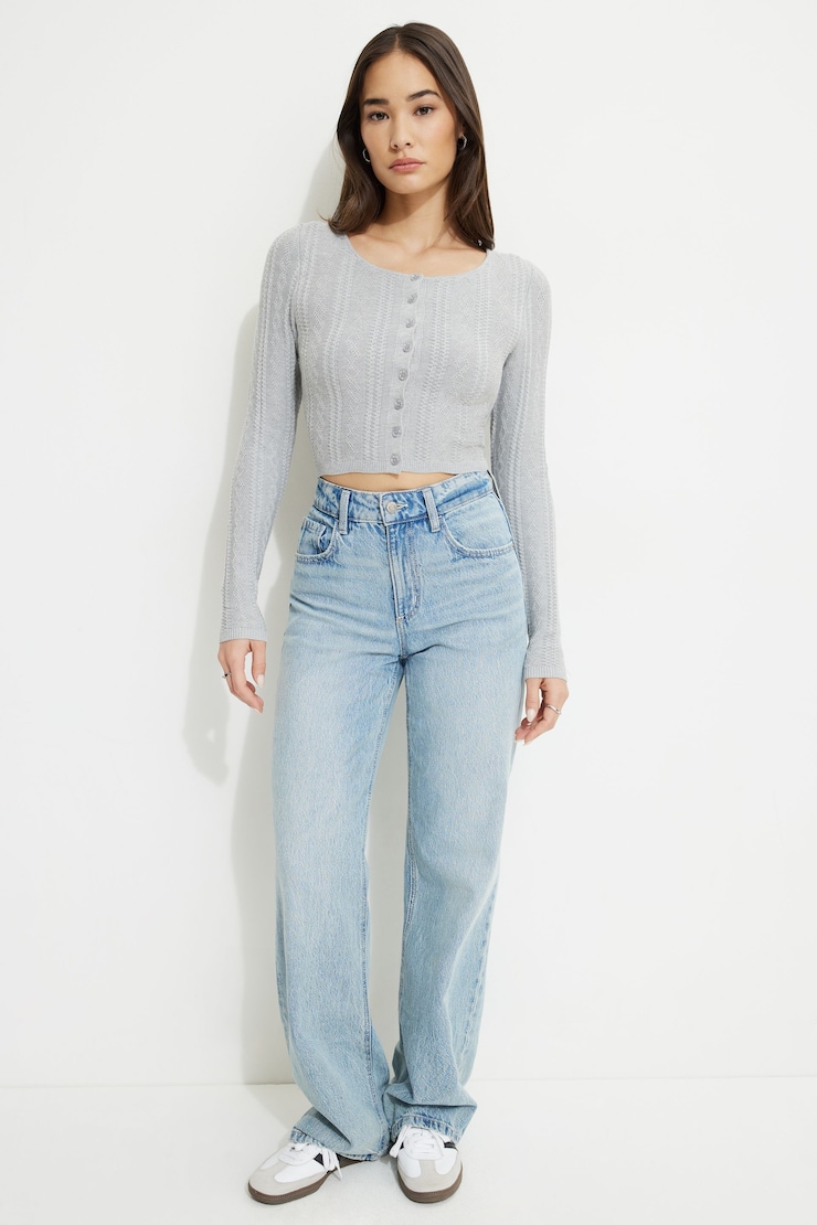 Cable Knit Cardigan Winter Mist Mix large